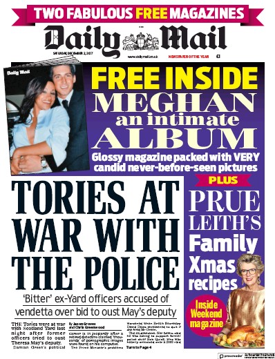 Daily Mail Newspaper Front Page (UK) for 2 December 2017