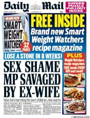 Daily Mail (UK) Newspaper Front Page for 2 January 2016