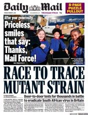 Daily Mail (UK) Newspaper Front Page for 2 February 2021