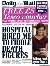 Daily Mail (UK) Newspaper Front Page for 2 March 2013
