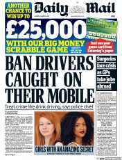Daily Mail (UK) Newspaper Front Page for 2 March 2015