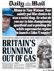 Daily Mail (UK) Newspaper Front Page for 2 March 2018
