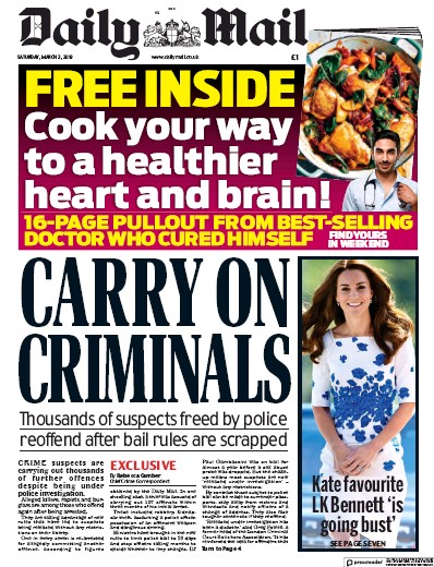 Daily Mail Newspaper Front Page (UK) for 2 March 2019