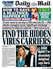 Daily Mail (UK) Newspaper Front Page for 2 March 2020
