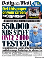 Daily Mail (UK) Newspaper Front Page for 2 April 2020