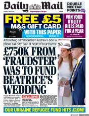 Daily Mail (UK) Newspaper Front Page for 2 April 2022