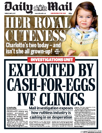 Daily Mail Newspaper Front Page (UK) for 2 May 2017