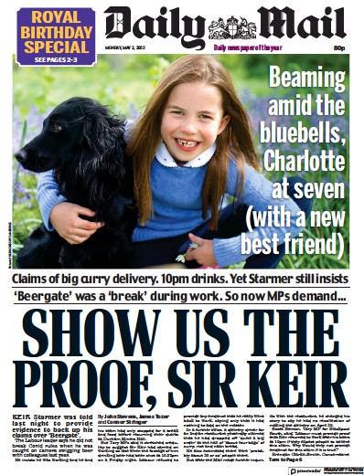 Daily Mail Newspaper Front Page (UK) for 2 May 2022