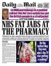 Daily Mail front page for 2 May 2025
