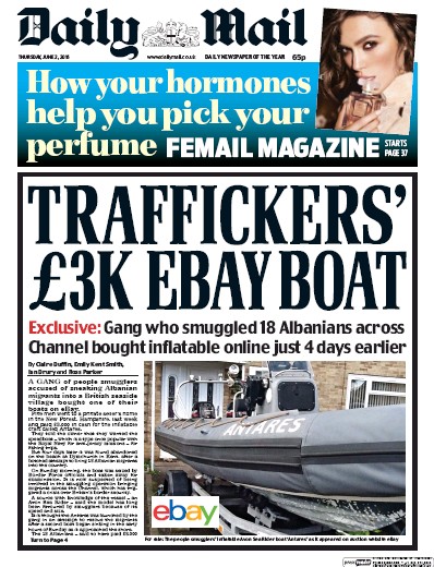 Daily Mail Newspaper Front Page (UK) for 2 June 2016