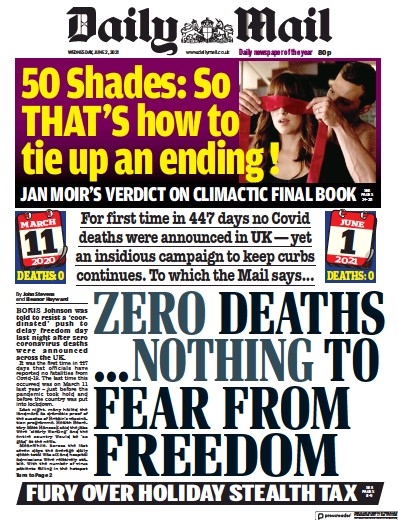 Daily Mail Newspaper Front Page (UK) for 2 June 2021
