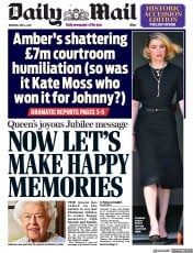 Daily Mail (UK) Newspaper Front Page for 2 June 2022