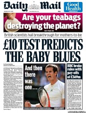 Daily Mail (UK) Newspaper Front Page for 2 July 2013