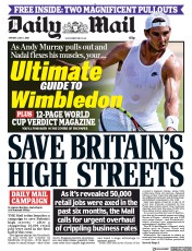 Daily Mail (UK) Newspaper Front Page for 2 July 2018