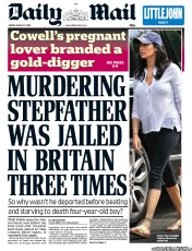 Daily Mail (UK) Newspaper Front Page for 2 August 2013