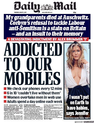 Daily Mail Newspaper Front Page (UK) for 2 August 2018