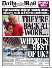 Daily Mail (UK) Newspaper Front Page for 2 September 2020