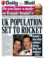 Daily Mail (UK) Newspaper Front Page for 30 October 2015