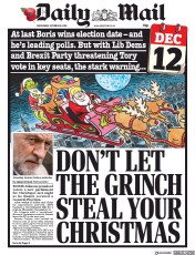 Daily Mail (UK) Newspaper Front Page for 30 October 2019