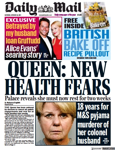 Daily Mail Newspaper Front Page (UK) for 30 October 2021