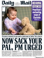 Daily Mail (UK) Newspaper Front Page for 30 November 2015