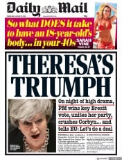 Daily Mail (UK) Newspaper Front Page for 30 January 2019