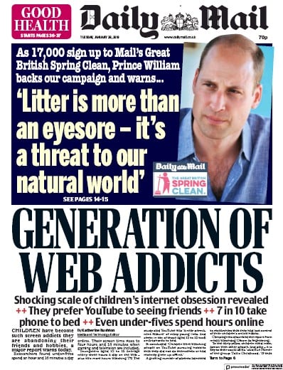 Daily Mail Newspaper Front Page (UK) for 30 January 2019