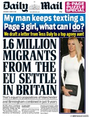 Daily Mail (UK) Newspaper Front Page for 30 March 2016