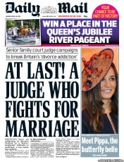Daily Mail (UK) Newspaper Front Page for 30 April 2012