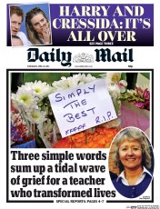 Daily Mail (UK) Newspaper Front Page for 30 April 2014