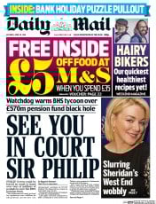 Daily Mail (UK) Newspaper Front Page for 30 April 2016