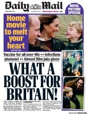 Daily Mail (UK) Newspaper Front Page for 30 April 2021