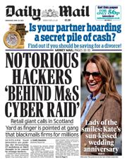 Daily Mail front page for 30 April 2025