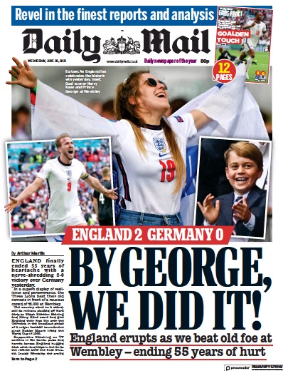Daily Mail Newspaper Front Page (UK) for 30 June 2021