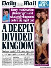 Daily Mail Newspaper Front Page (UK) for 30 August 2011