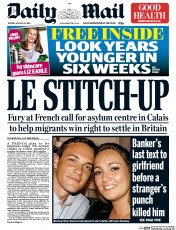 Daily Mail (UK) Newspaper Front Page for 30 August 2016
