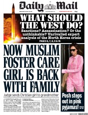 Daily Mail (UK) Newspaper Front Page for 30 August 2017