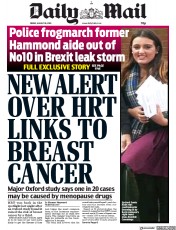 Daily Mail (UK) Newspaper Front Page for 30 August 2019