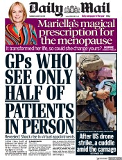 Daily Mail (UK) Newspaper Front Page for 30 August 2021