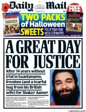 Daily Mail (UK) Newspaper Front Page for 31 October 2015