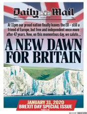 Daily Mail (UK) Newspaper Front Page for 31 January 2020