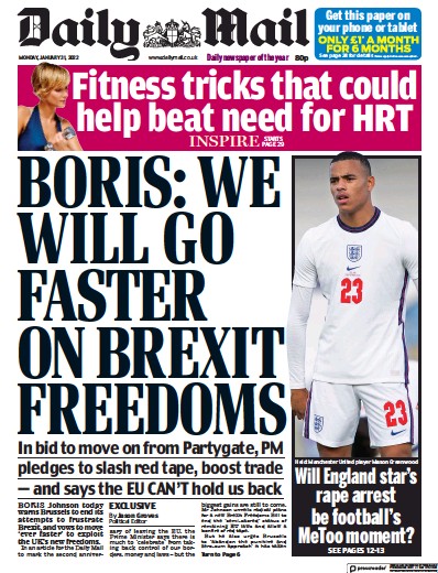 Daily Mail Newspaper Front Page (UK) for 31 January 2022