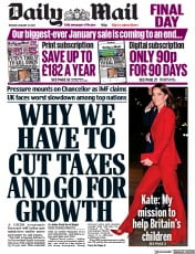 Daily Mail front page for 31 January 2023