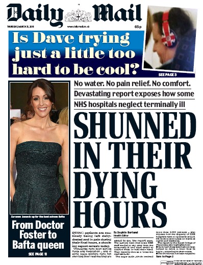 Daily Mail Newspaper Front Page (UK) for 31 March 2016