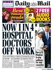 Daily Mail (UK) Newspaper Front Page for 31 March 2020