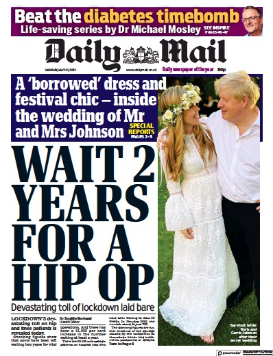 Daily Mail Newspaper Front Page (UK) for 31 May 2021