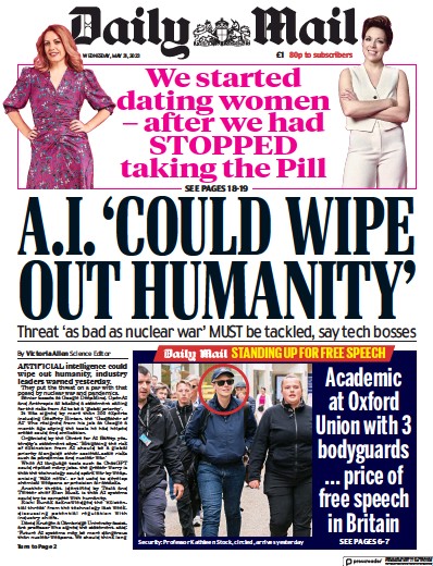 Daily Mail Newspaper Front Page (UK) for 31 May 2023