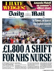 Daily Mail (UK) Newspaper Front Page for 31 July 2014