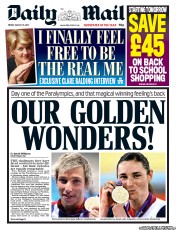 Daily Mail (UK) Newspaper Front Page for 31 August 2012