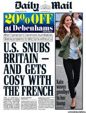 Daily Mail (UK) Newspaper Front Page for 31 August 2013